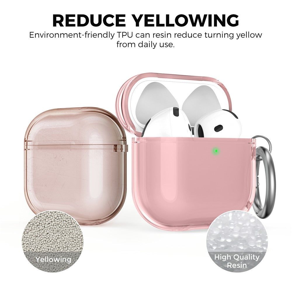 AHASTYLE WG164 Compatible With  AirPods 5 / 4 Case Split Design TPU Earphone Cover with Cleaning Pen Kit and Carabiner - Pink