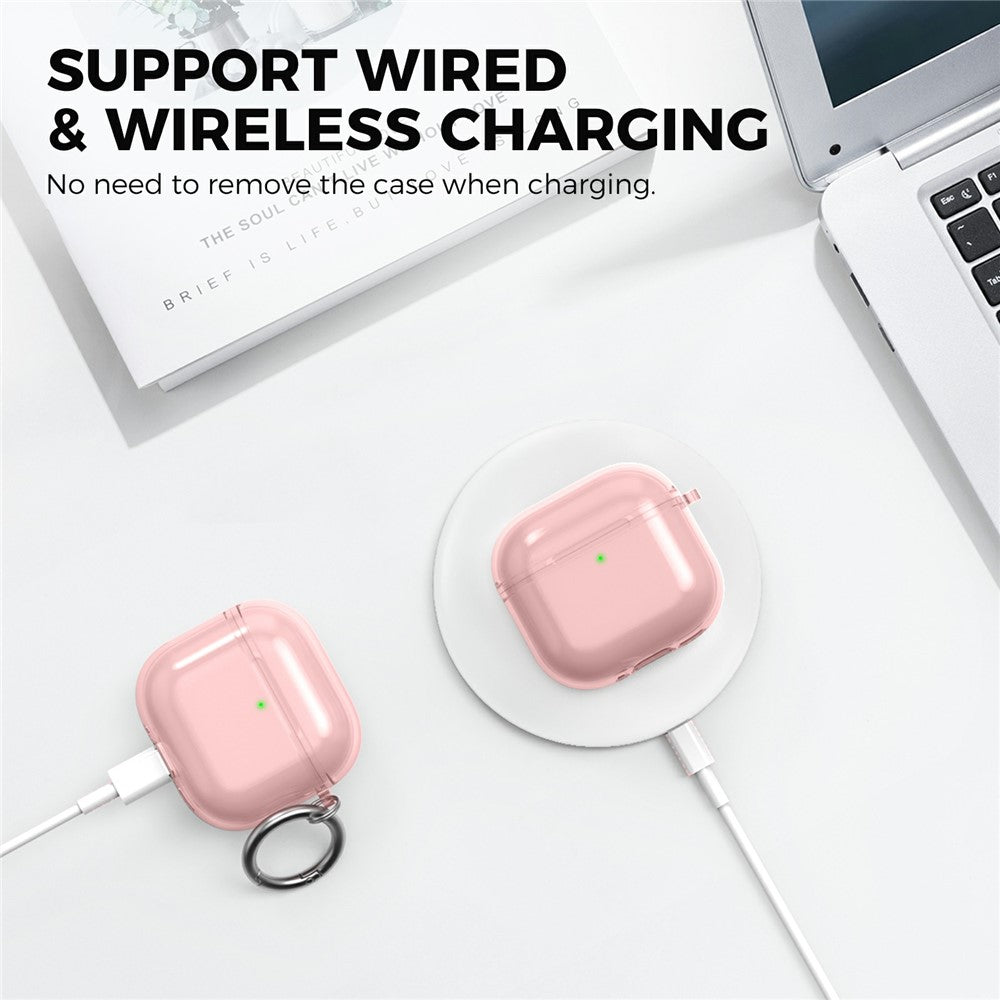 AHASTYLE WG164 Compatible With  AirPods 5 / 4 Case Split Design TPU Earphone Cover with Cleaning Pen Kit and Carabiner - Pink