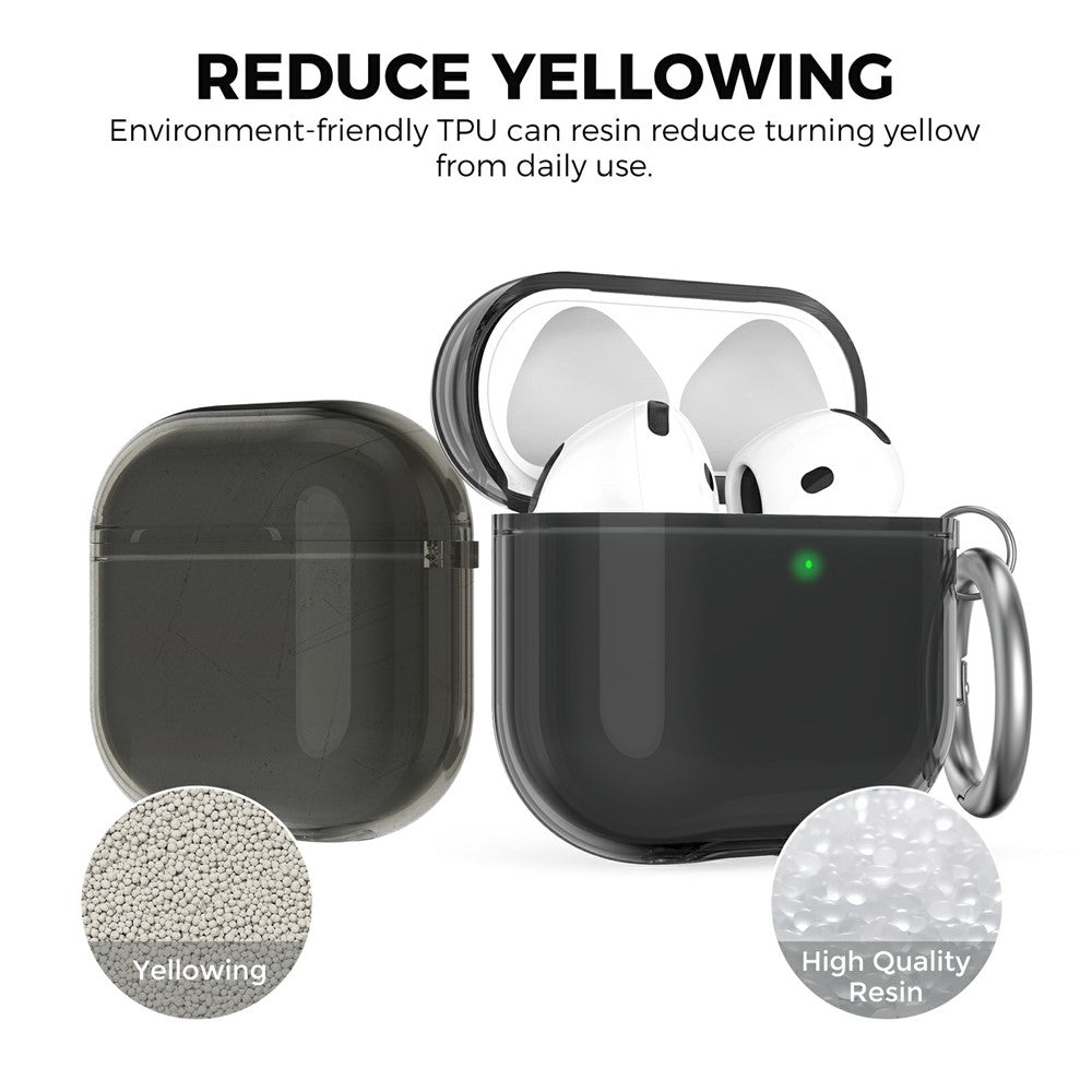 AHASTYLE WG164 Compatible With  AirPods 5 / 4 Case Split Design TPU Earphone Cover with Cleaning Pen Kit and Carabiner - Transparent Black
