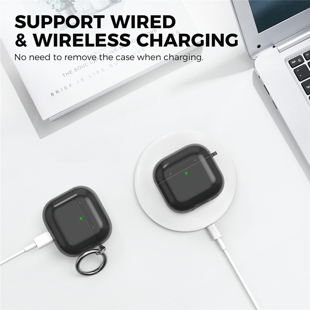 AHASTYLE WG164 Compatible With  AirPods 5 / 4 Case Split Design TPU Earphone Cover with Cleaning Pen Kit and Carabiner - Transparent Black