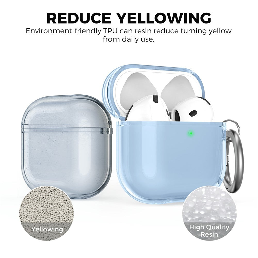 AHASTYLE WG164 Compatible With  AirPods 5 / 4 Case Split Design TPU Earphone Cover with Cleaning Pen Kit and Carabiner - Transparent Blue