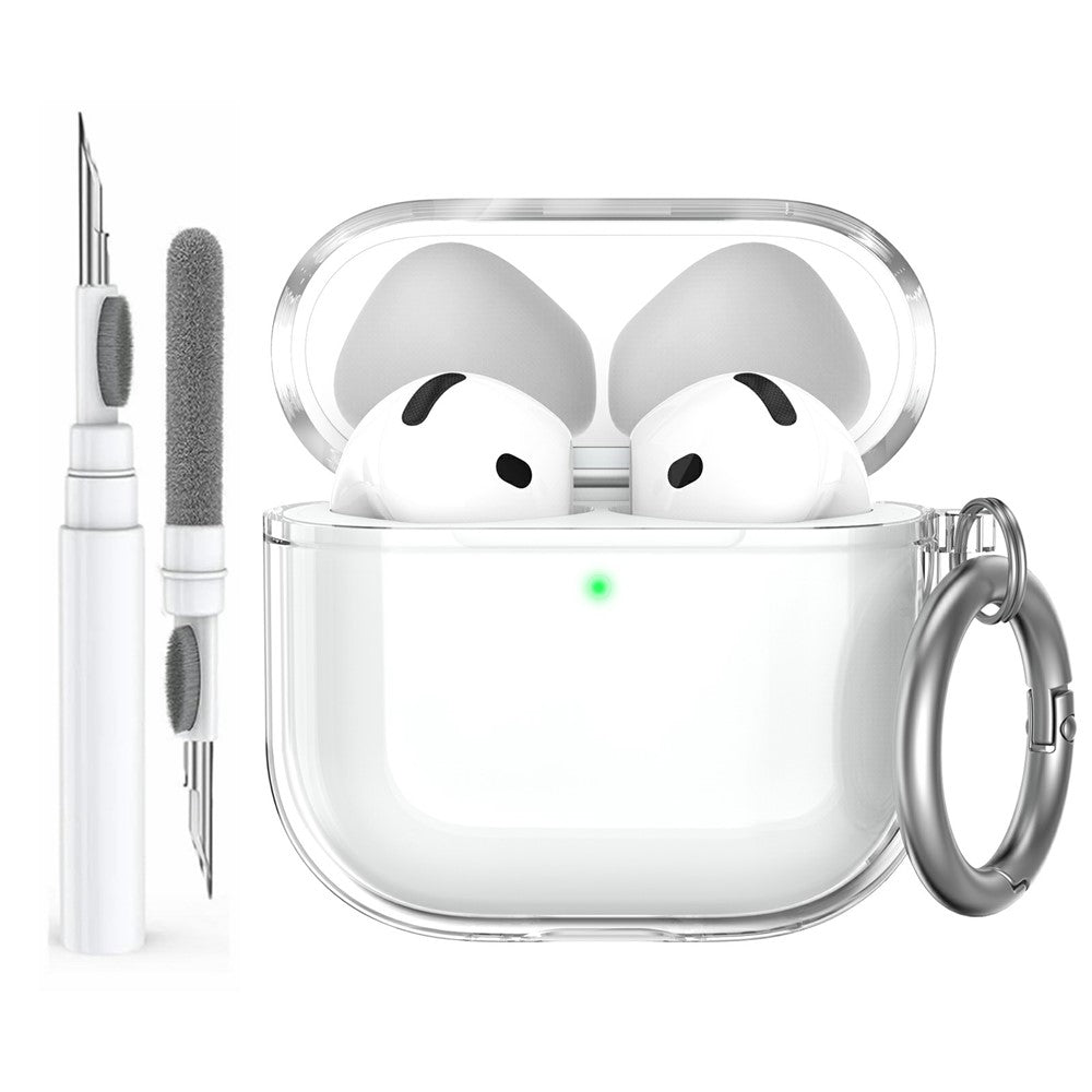 AHASTYLE WG164 Compatible With  AirPods 5 / 4 Case Split Design TPU Earphone Cover with Cleaning Pen Kit and Carabiner - Transparent