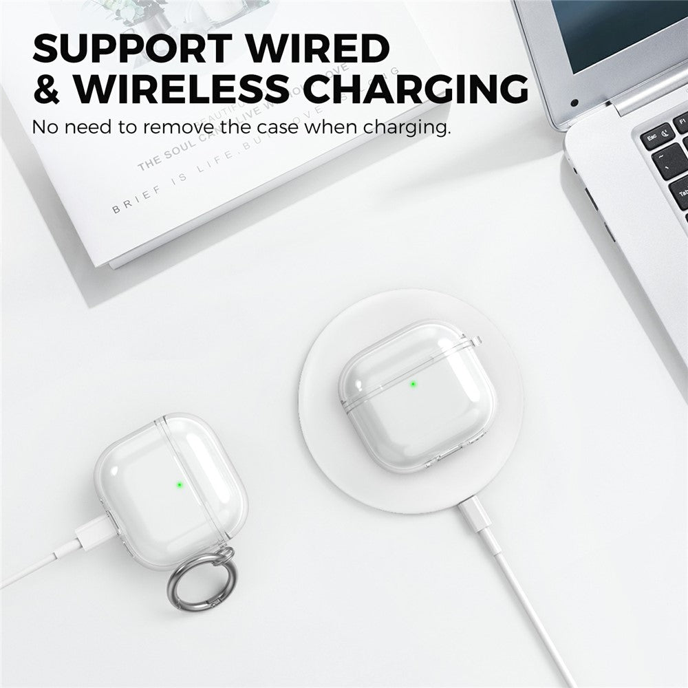 AHASTYLE WG164 Compatible With  AirPods 5 / 4 Case Split Design TPU Earphone Cover with Cleaning Pen Kit and Carabiner - Transparent