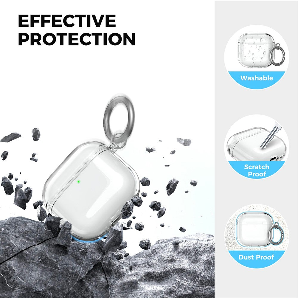 AHASTYLE WG164 Compatible With  AirPods 5 / 4 Case Split Design TPU Earphone Cover with Cleaning Pen Kit and Carabiner - Transparent