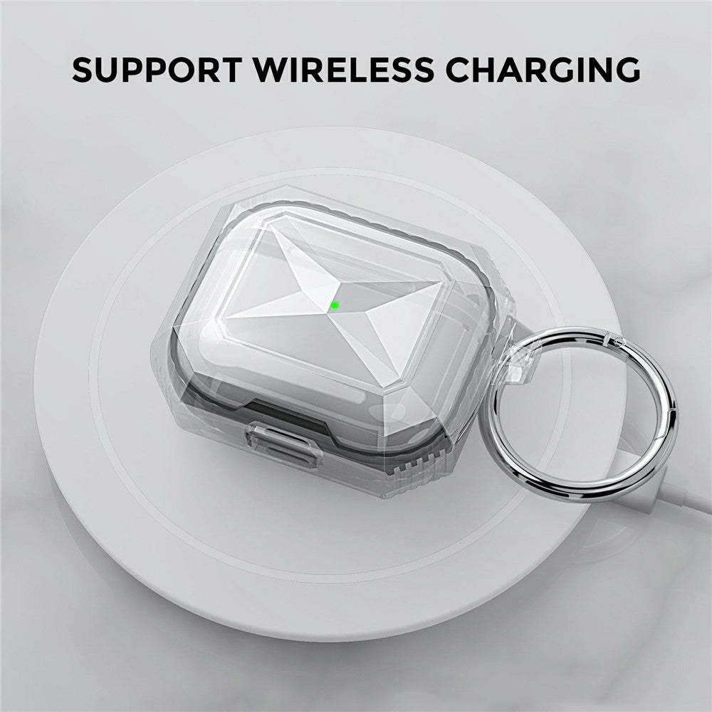 AHASTYLE WG165 Compatible With  AirPods 5 / 4 Case Dual Color TPU Earphone Cover with Carabiner - White