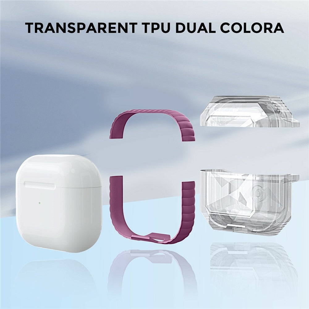 AHASTYLE WG165 Compatible With  AirPods 5 / 4 Case Dual Color TPU Earphone Cover with Carabiner - Pink