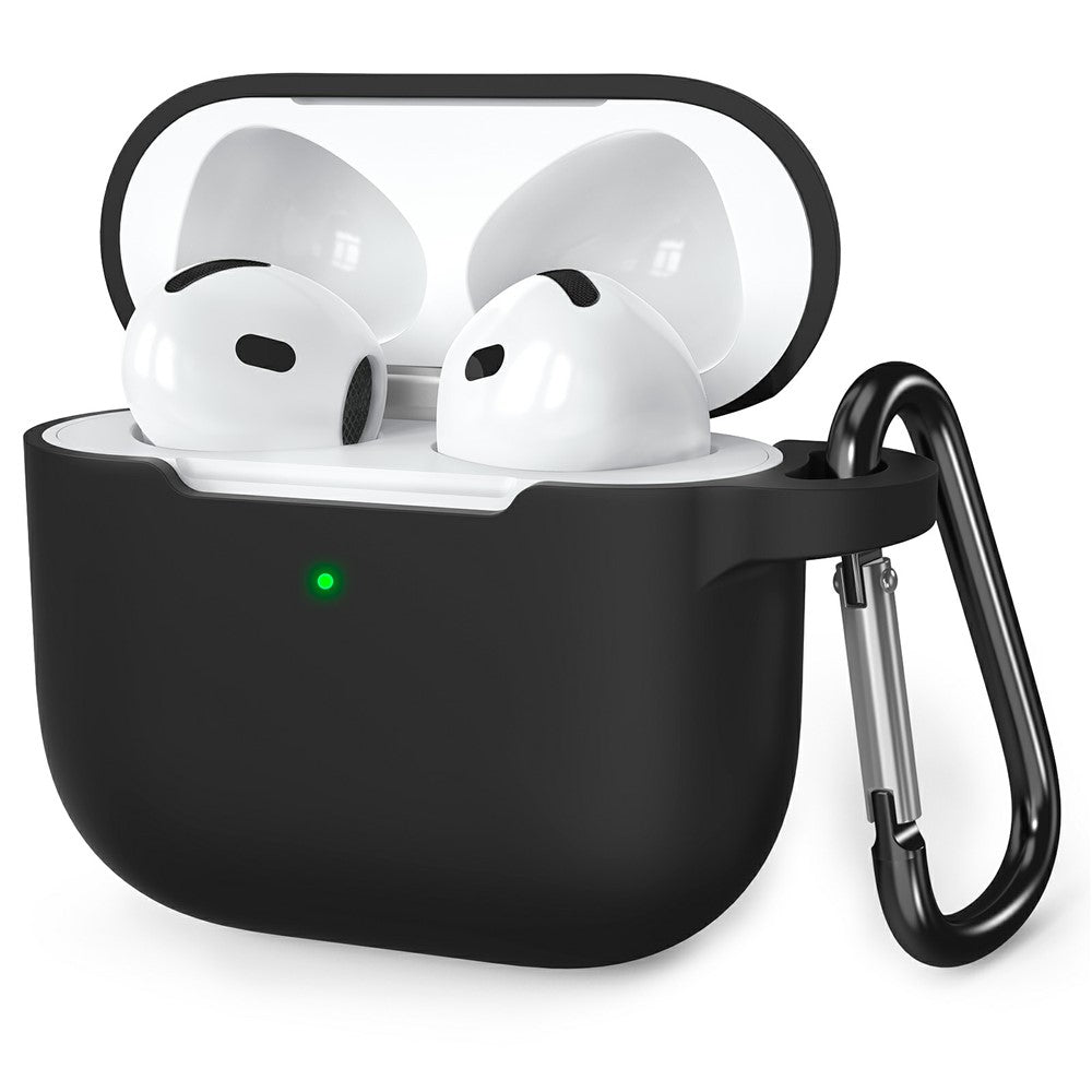 AHASTYLE WE36 Compatible With  AirPods 5 / 4 Case Silicone Earbuds Protective Cover with Carabiner - Black