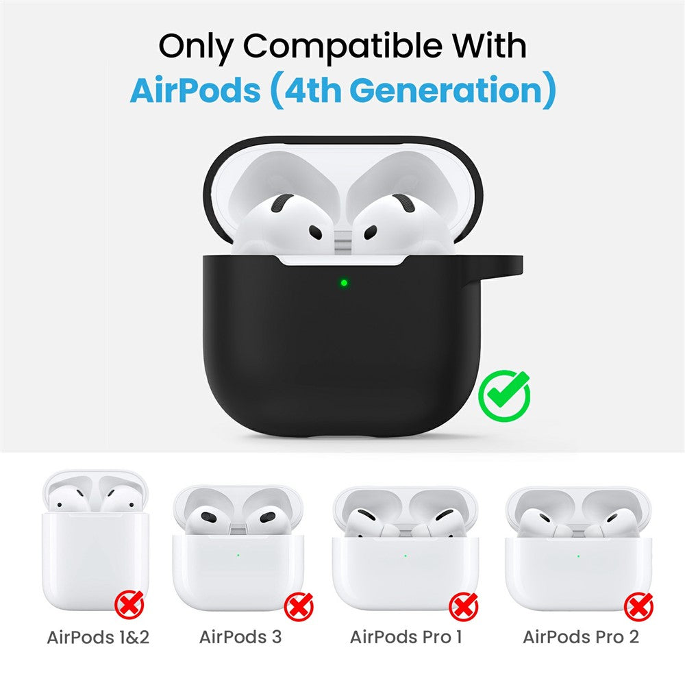 AHASTYLE WE36 Compatible With  AirPods 5 / 4 Case Silicone Earbuds Protective Cover with Carabiner - Black