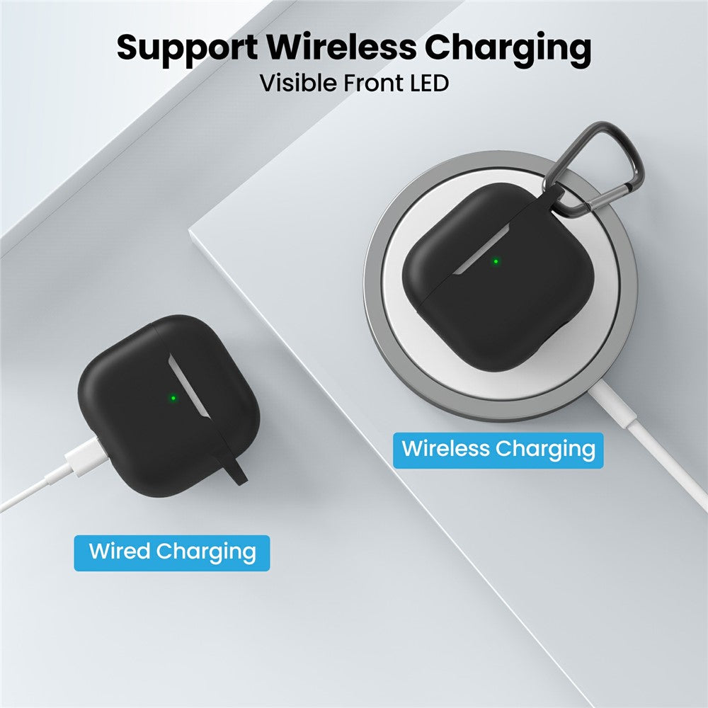 AHASTYLE WE36 Compatible With  AirPods 5 / 4 Case Silicone Earbuds Protective Cover with Carabiner - Black