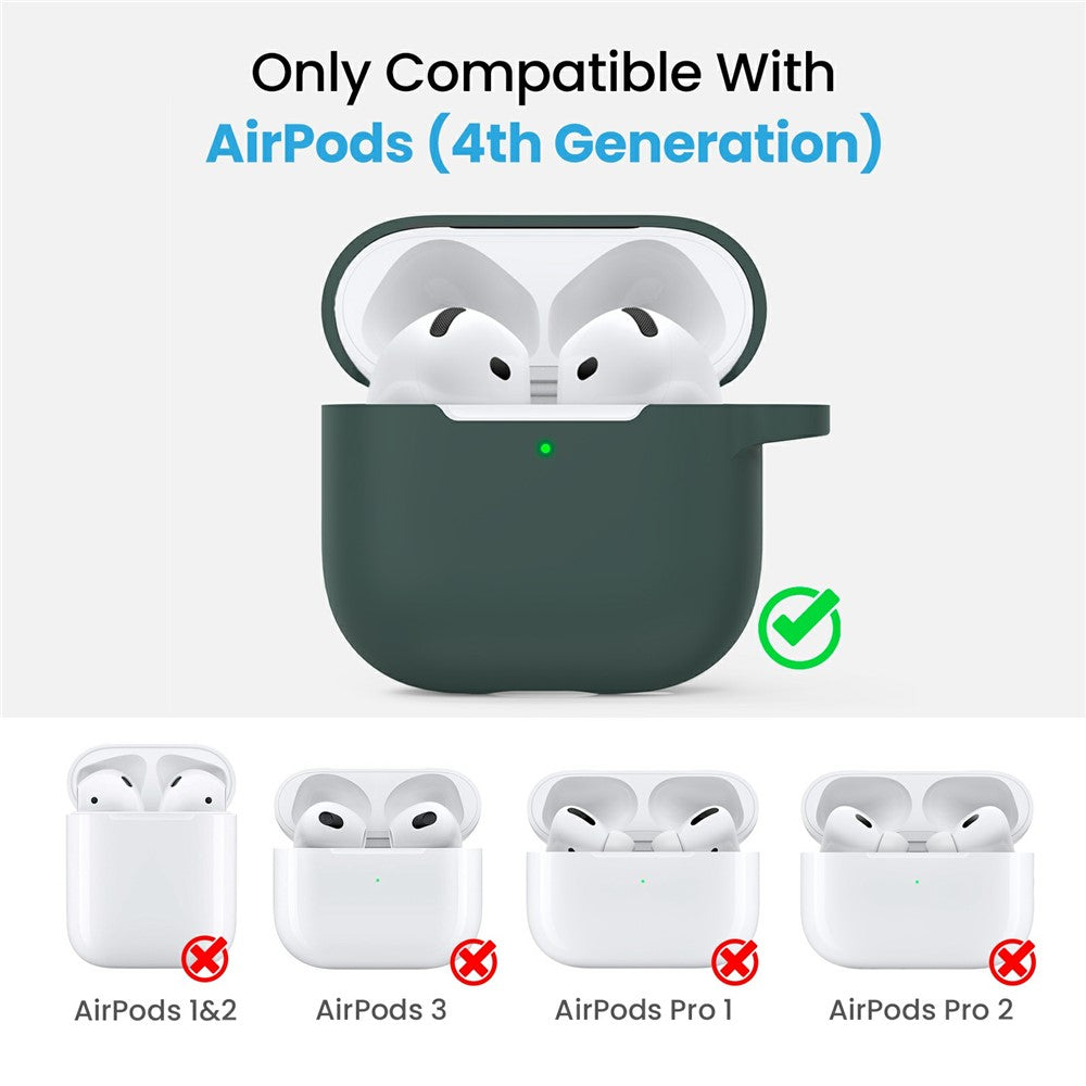 AHASTYLE WE36 Compatible With  AirPods 5 / 4 Case Silicone Earbuds Protective Cover with Carabiner - Green