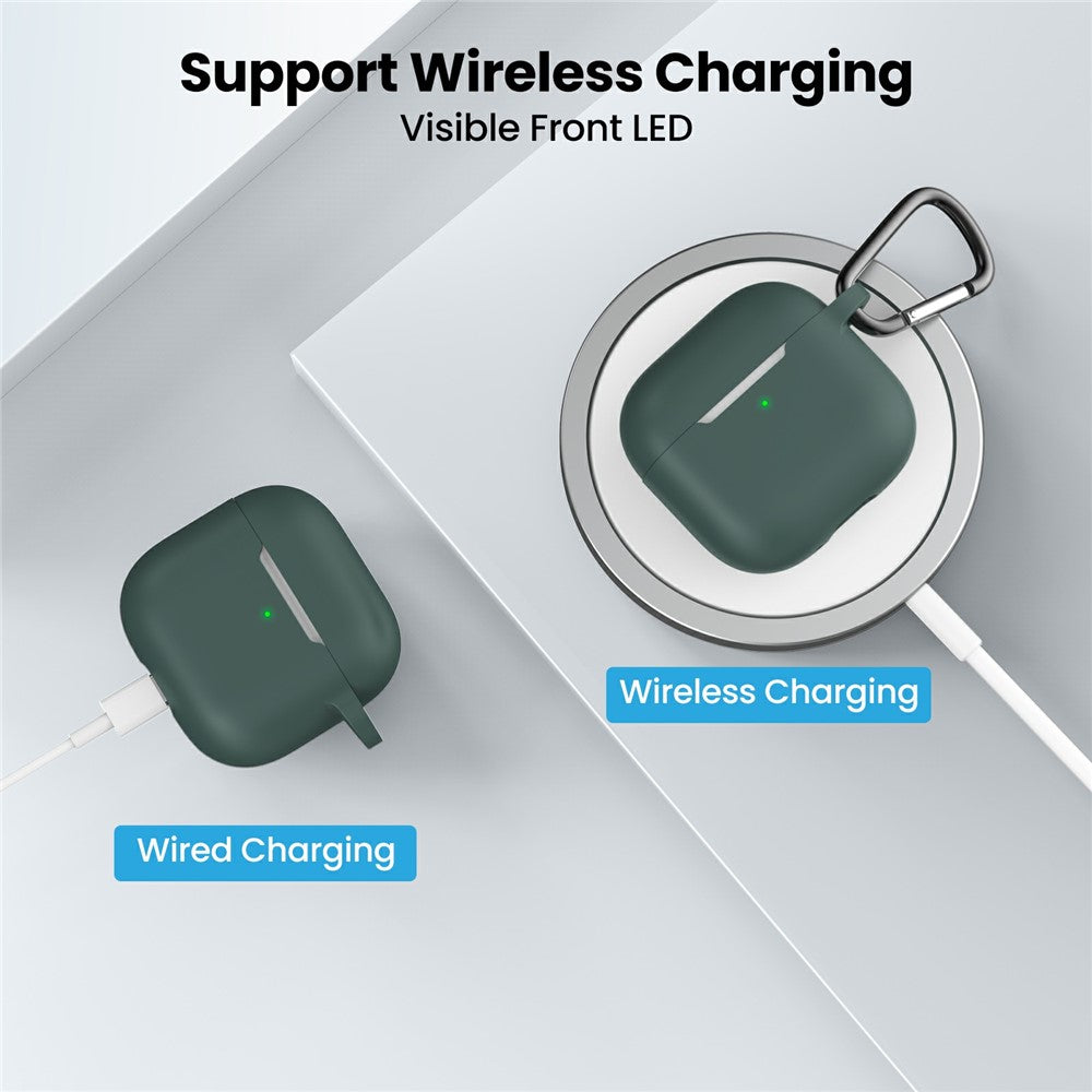AHASTYLE WE36 Compatible With  AirPods 5 / 4 Case Silicone Earbuds Protective Cover with Carabiner - Green