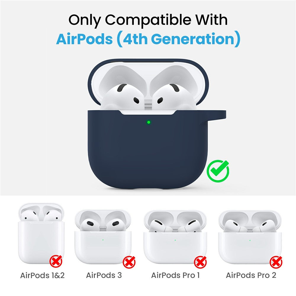 AHASTYLE WE36 Compatible With  AirPods 5 / 4 Case Silicone Earbuds Protective Cover with Carabiner - Midnight Blue