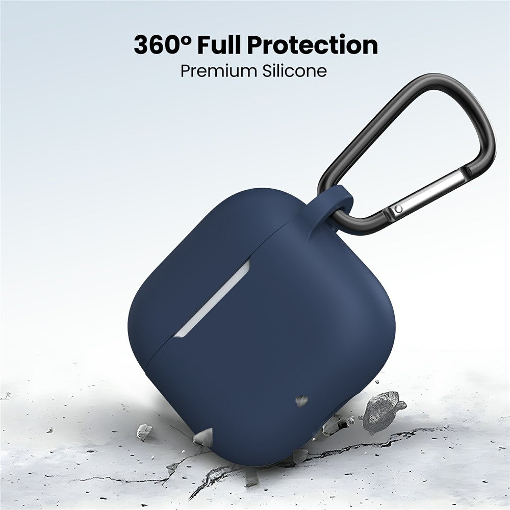 AHASTYLE WE36 Compatible With  AirPods 5 / 4 Case Silicone Earbuds Protective Cover with Carabiner - Midnight Blue