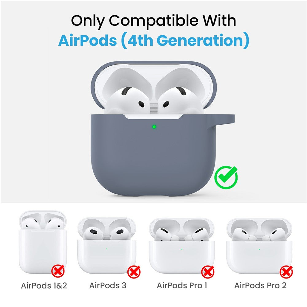 AHASTYLE WE36 Compatible With  AirPods 5 / 4 Case Silicone Earbuds Protective Cover with Carabiner - Lavender Grey