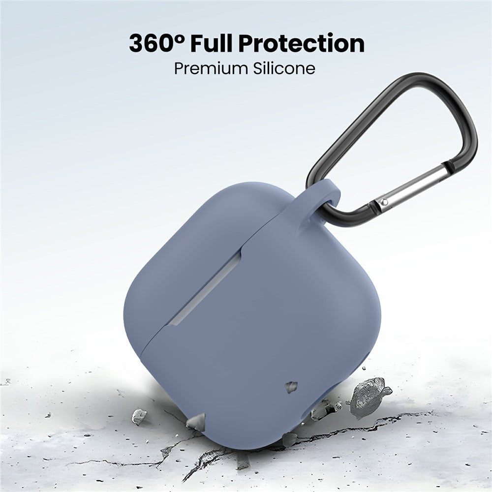 AHASTYLE WE36 Compatible With  AirPods 5 / 4 Case Silicone Earbuds Protective Cover with Carabiner - Lavender Grey
