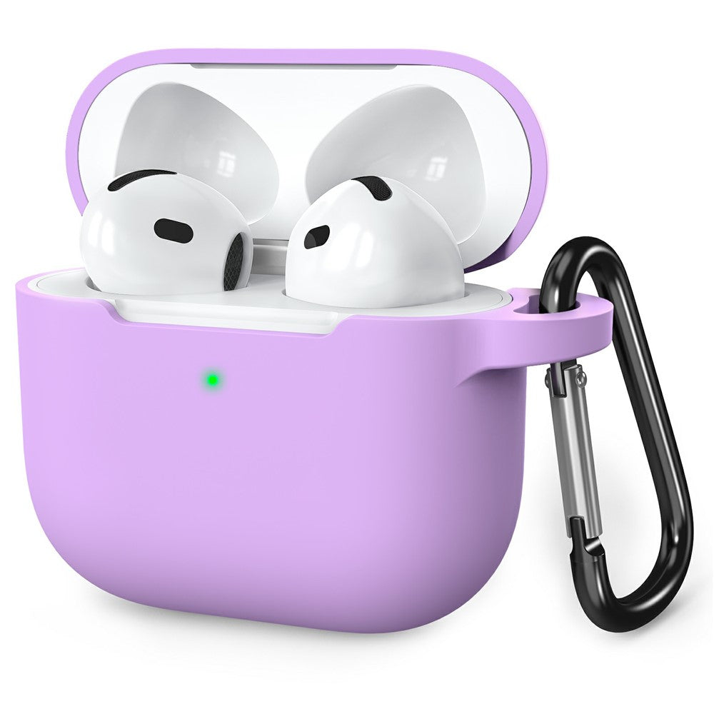 AHASTYLE WE36 Compatible With  AirPods 5 / 4 Case Silicone Earbuds Protective Cover with Carabiner - Purple