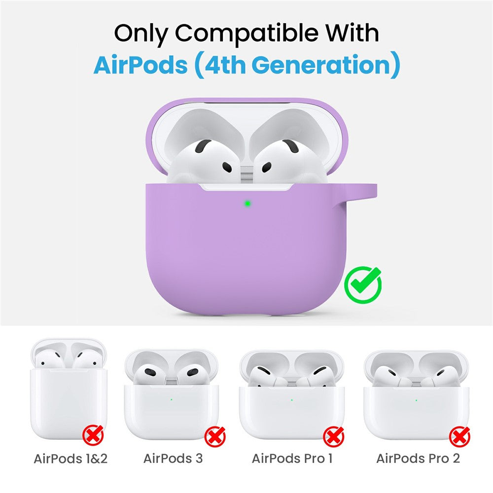 AHASTYLE WE36 Compatible With  AirPods 5 / 4 Case Silicone Earbuds Protective Cover with Carabiner - Purple