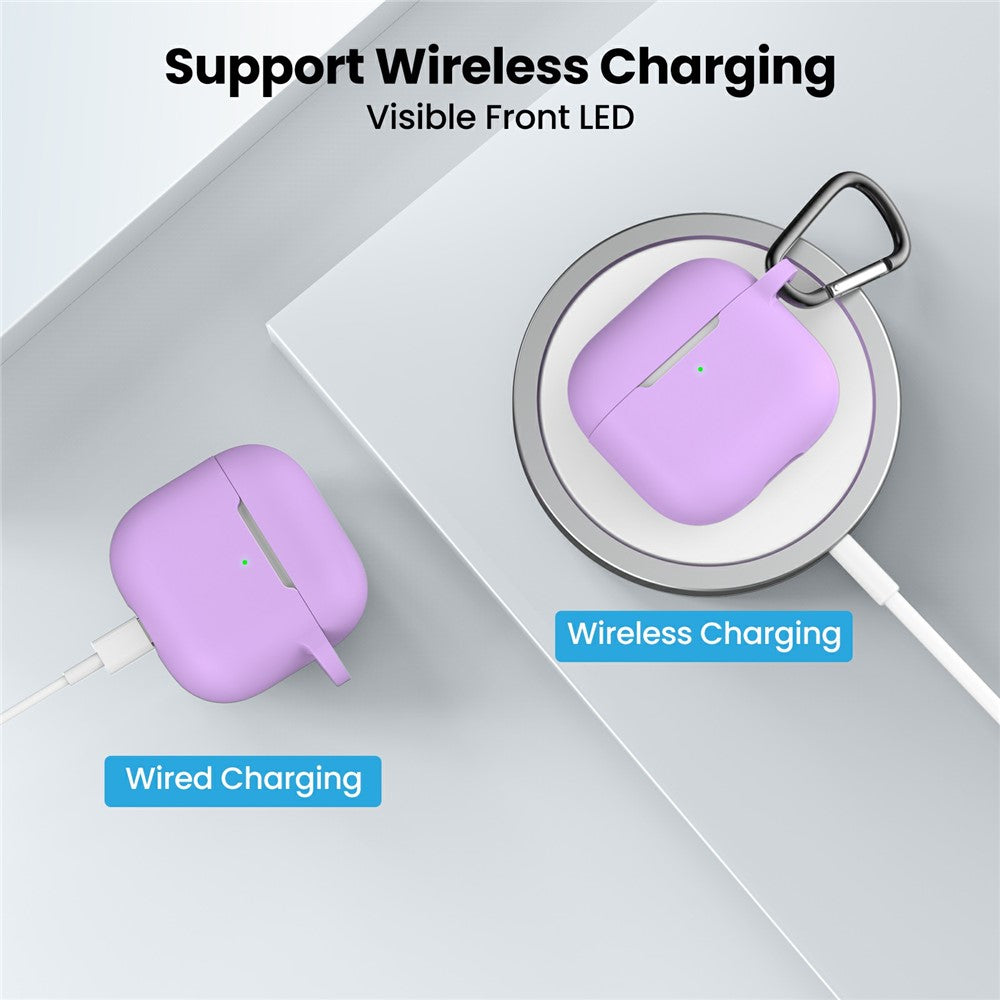 AHASTYLE WE36 Compatible With  AirPods 5 / 4 Case Silicone Earbuds Protective Cover with Carabiner - Purple