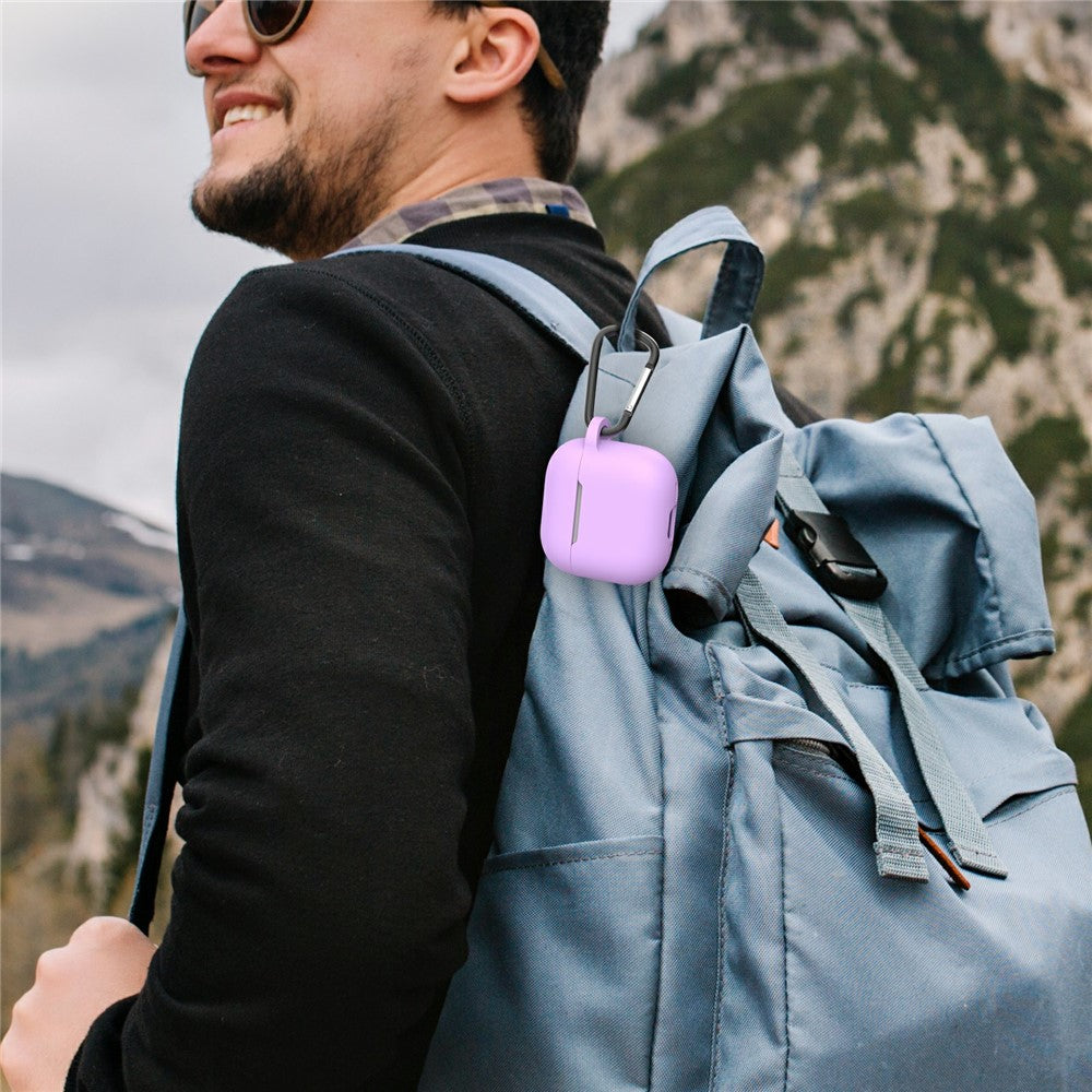 AHASTYLE WE36 Compatible With  AirPods 5 / 4 Case Silicone Earbuds Protective Cover with Carabiner - Purple