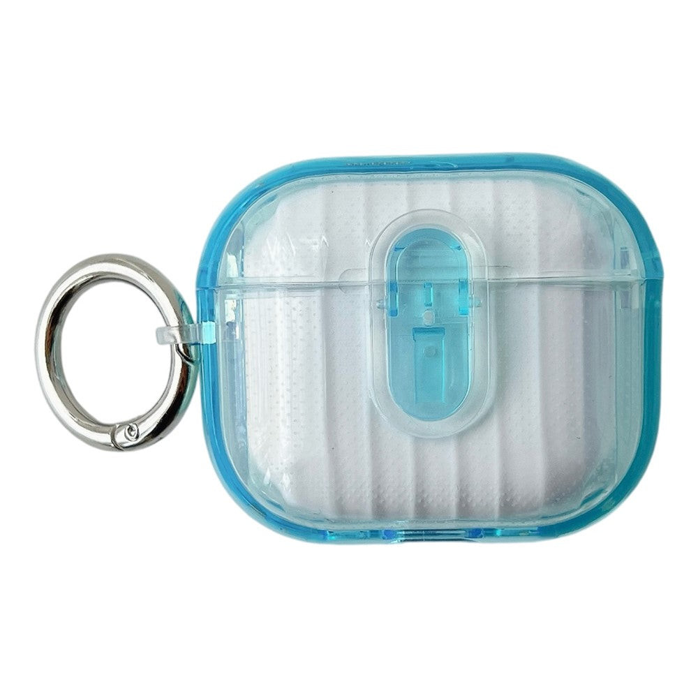 Compatible With  AirPods 5 / 4 Shell Texture Lock Buckle Protective Case PC TPU Earphone Cover - Transparent Blue + Transparent