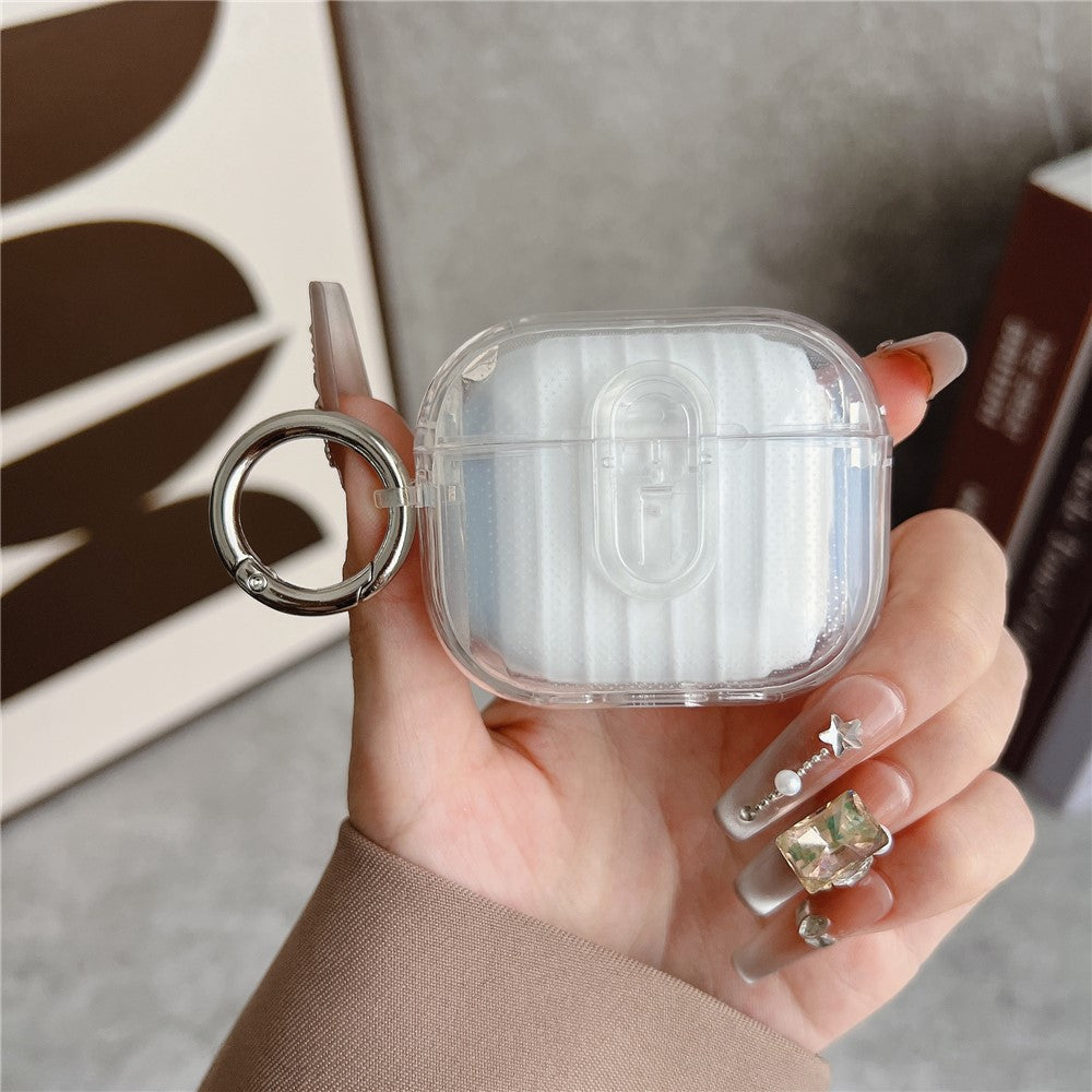 Compatible With  AirPods 5 / 4 Shell Texture Lock Buckle Protective Case PC TPU Earphone Cover - Transparent + Transparent