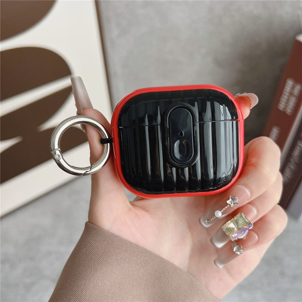 Compatible With  AirPods 5 / 4 Shell Texture Lock Buckle Protective Case PC TPU Earphone Cover - Red + Bright Black