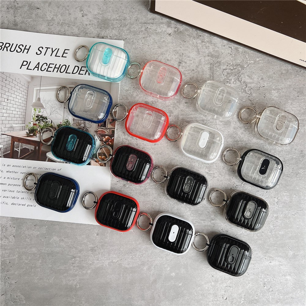 Compatible With  AirPods 5 / 4 Shell Texture Lock Buckle Protective Case PC TPU Earphone Cover - Black + Transparent