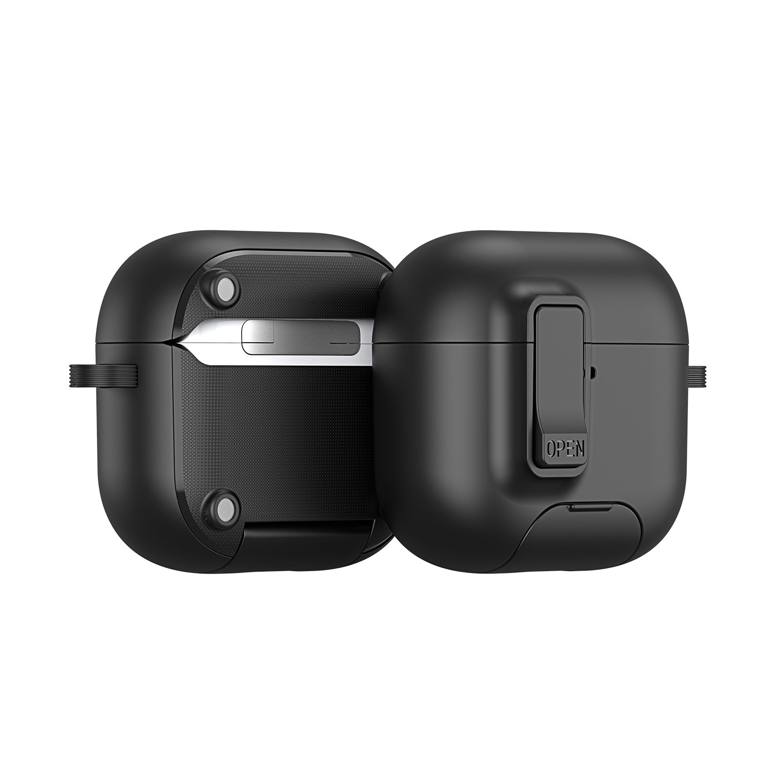 DUX DUCIS Compatible With  AirPods 5 / 4 Earphone Case  PECQ Series Multi-Angle Stand PC+TPU Cover with Hook - Black