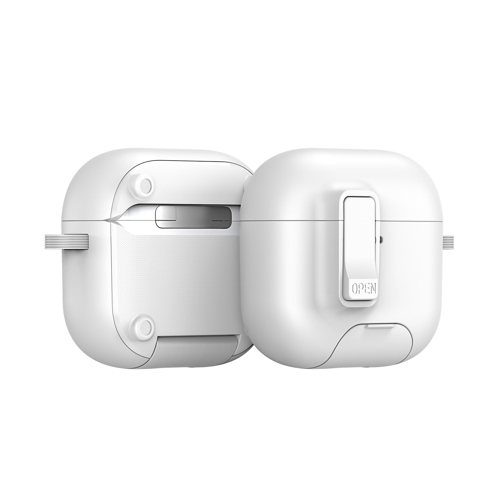 DUX DUCIS Compatible With  AirPods 5 / 4 Earphone Case  PECQ Series Multi-Angle Stand PC+TPU Cover with Hook - White