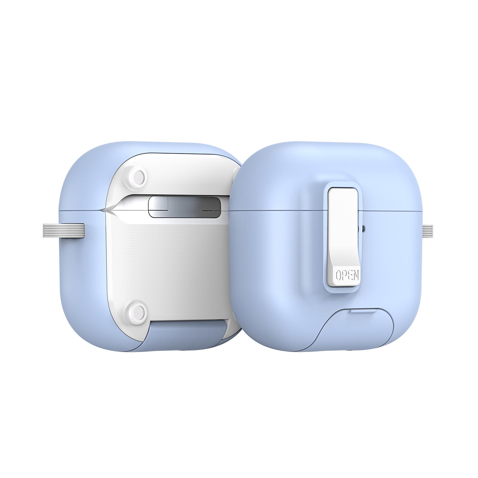 DUX DUCIS Compatible With  AirPods 5 / 4 Earphone Case  PECQ Series Multi-Angle Stand PC+TPU Cover with Hook - Blue White