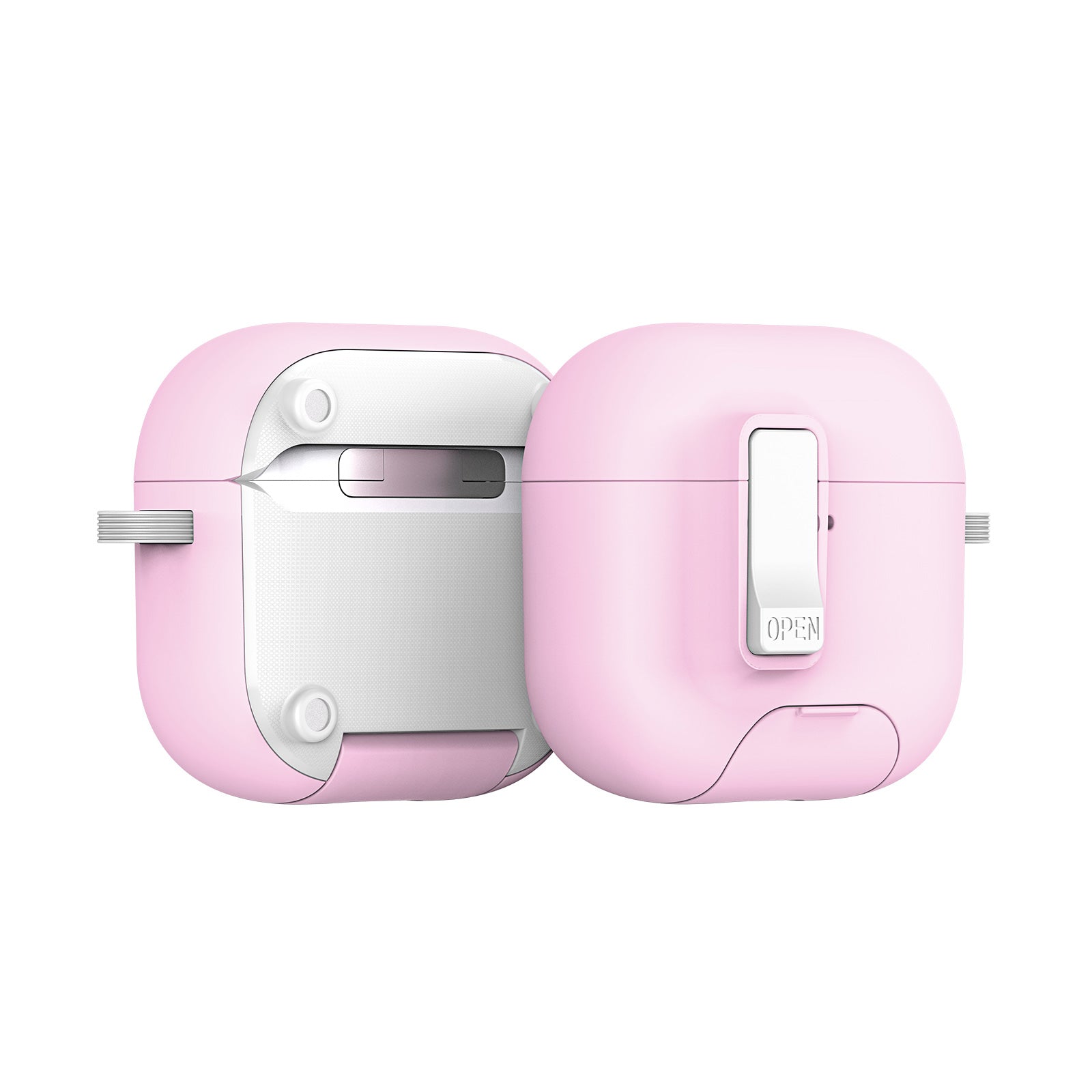 DUX DUCIS Compatible With  AirPods 5 / 4 Earphone Case  PECQ Series Multi-Angle Stand PC+TPU Cover with Hook - Pink White