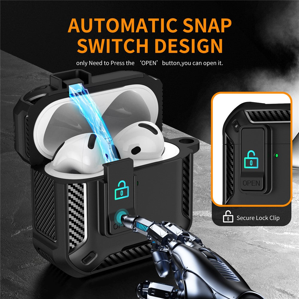 Compatible With  AirPods 5 / 4 Case Compatible with MagSafe TPU PC Earbuds Cover with Carabiner  /  Stand - Black
