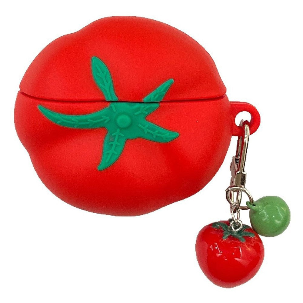 Compatible With  AirPods 5 / 4 Cute Tomato Shape Silicone Protective Case with Pendant Dust Proof Earphone Cover
