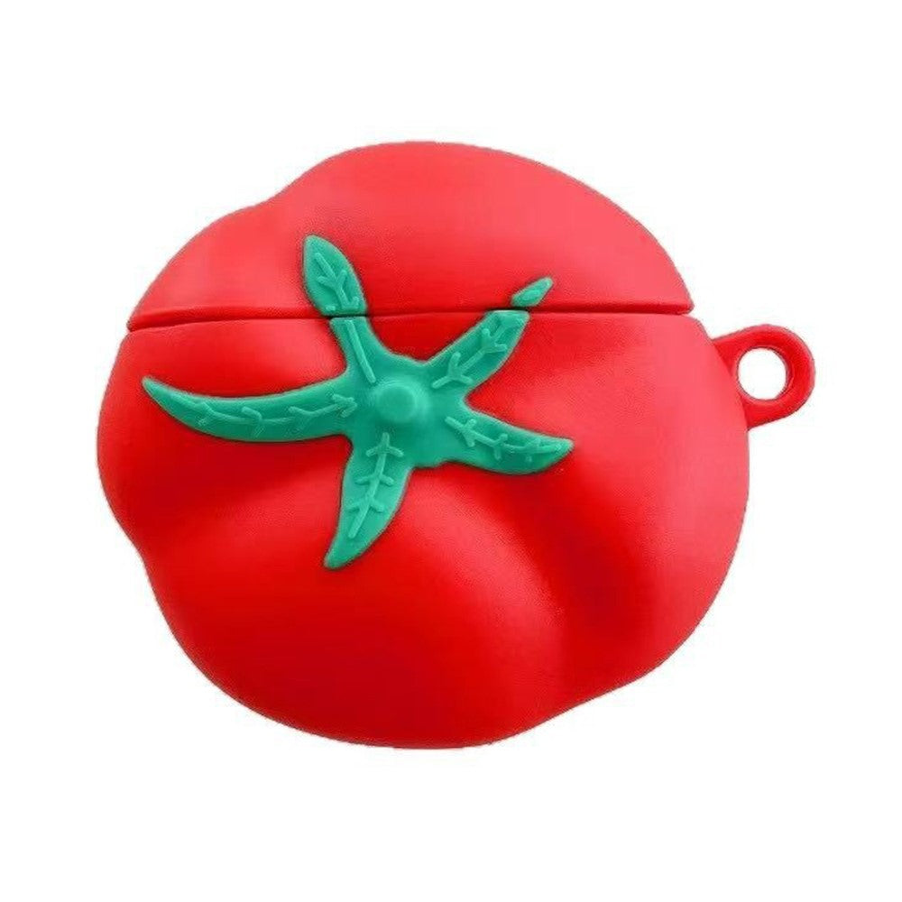 Compatible With  AirPods 5 / 4 Cute Tomato Shape Silicone Protective Case with Pendant Dust Proof Earphone Cover