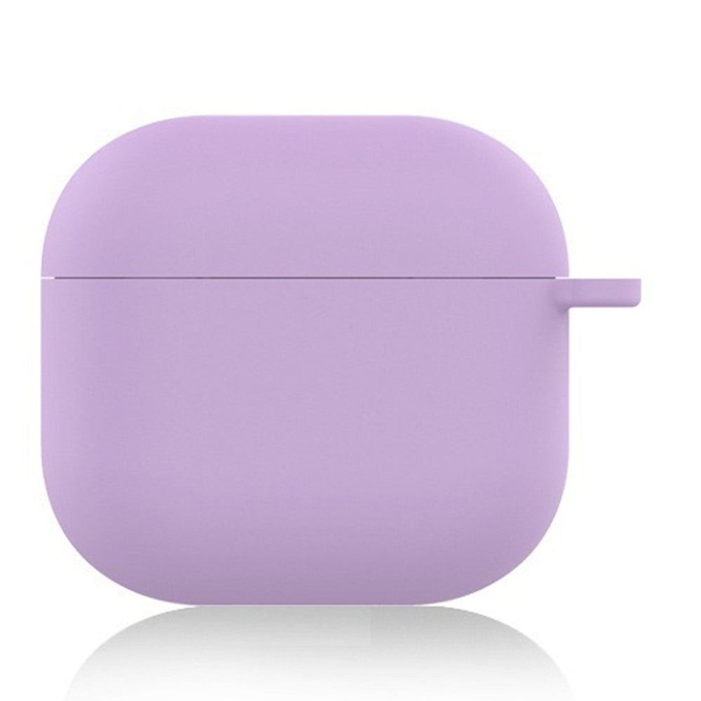 Compatible With  AirPods 5 / 4 Silicone Case Ultra Thin 1.5mm Earphone Protective Cover with Carabiner - Pink Purple