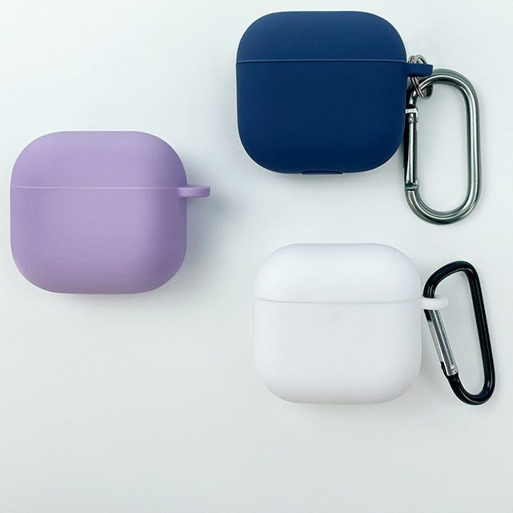 Compatible With  AirPods 5 / 4 Silicone Case Ultra Thin 1.5mm Earphone Protective Cover with Carabiner - Light Pink