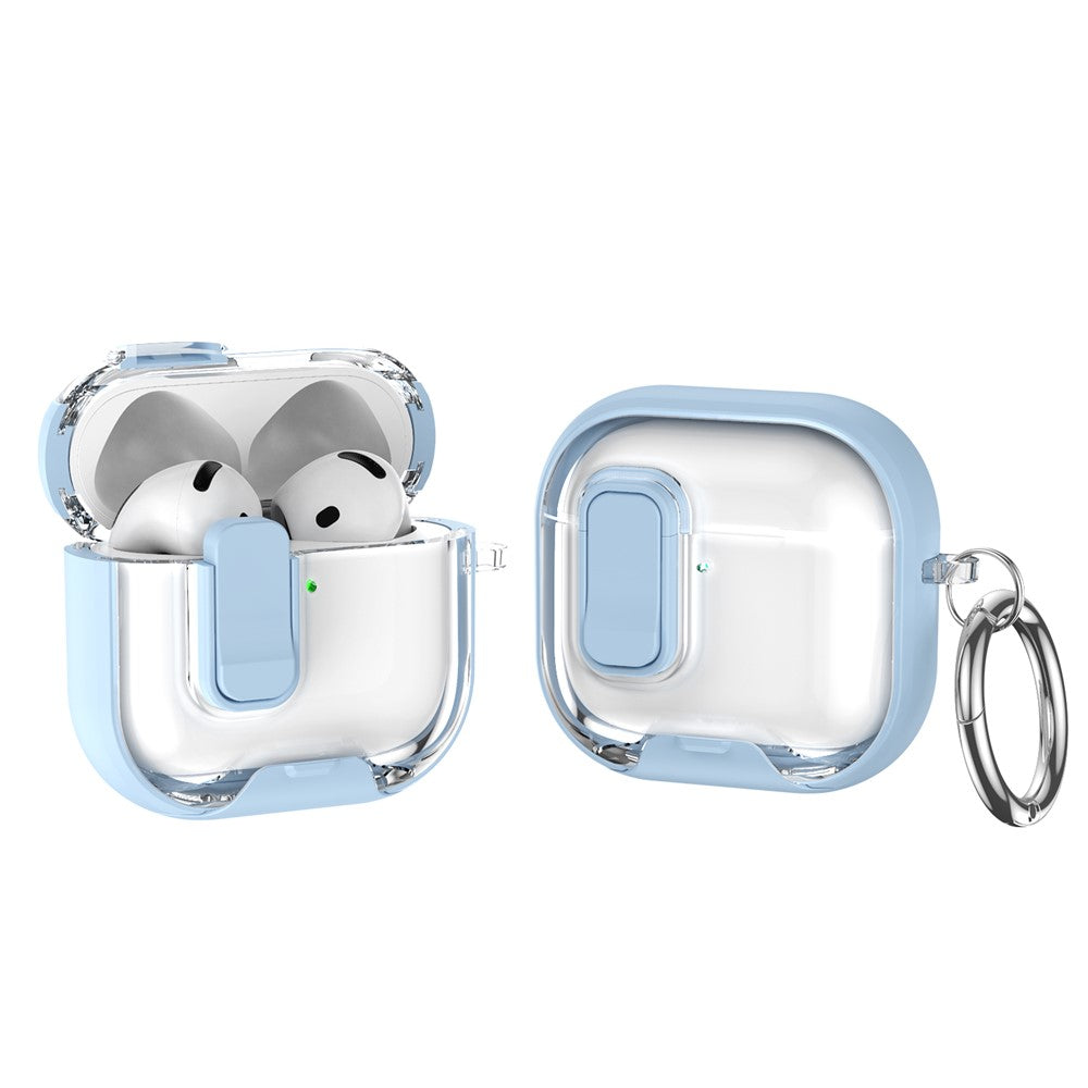 Compatible With  AirPods 5 / 4 Case TPU PC Earbuds Protective Cover with Switch  /  Stand  /  Carrying Hook - Baby Blue