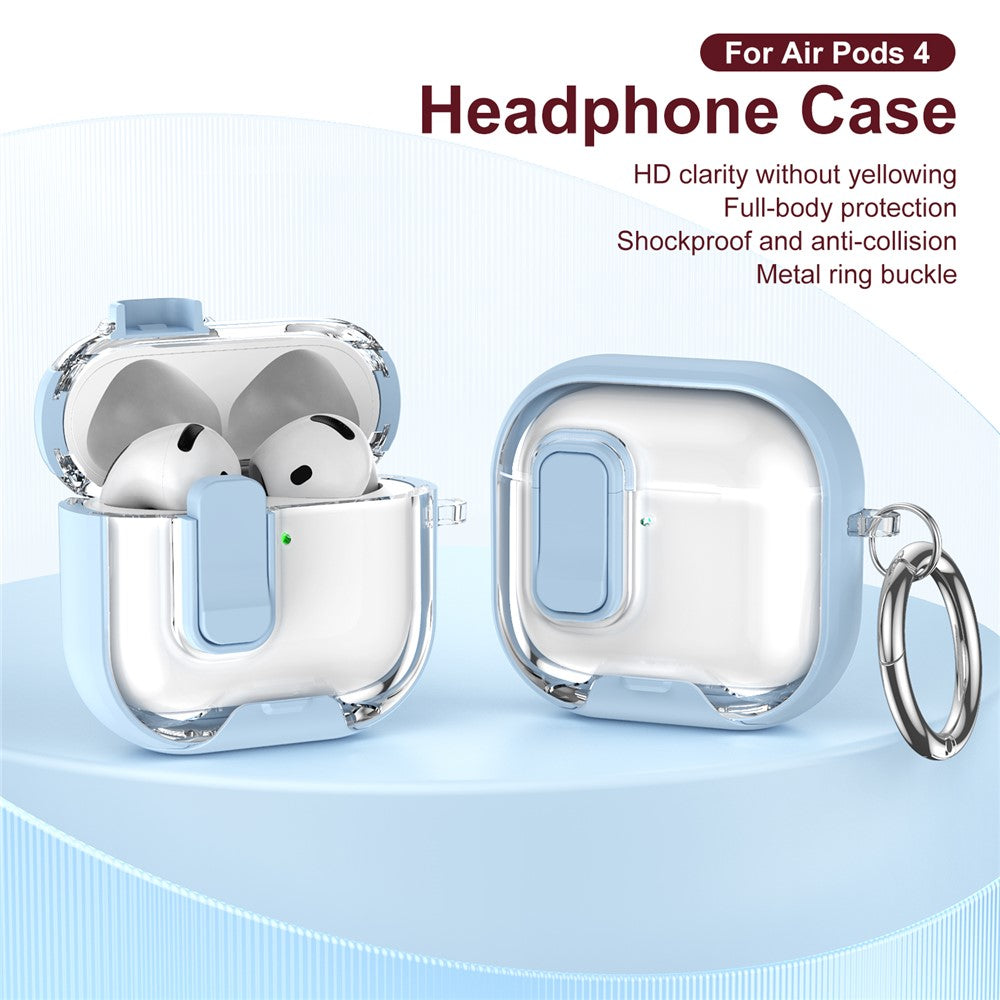Compatible With  AirPods 5 / 4 Case TPU PC Earbuds Protective Cover with Switch  /  Stand  /  Carrying Hook - Baby Blue