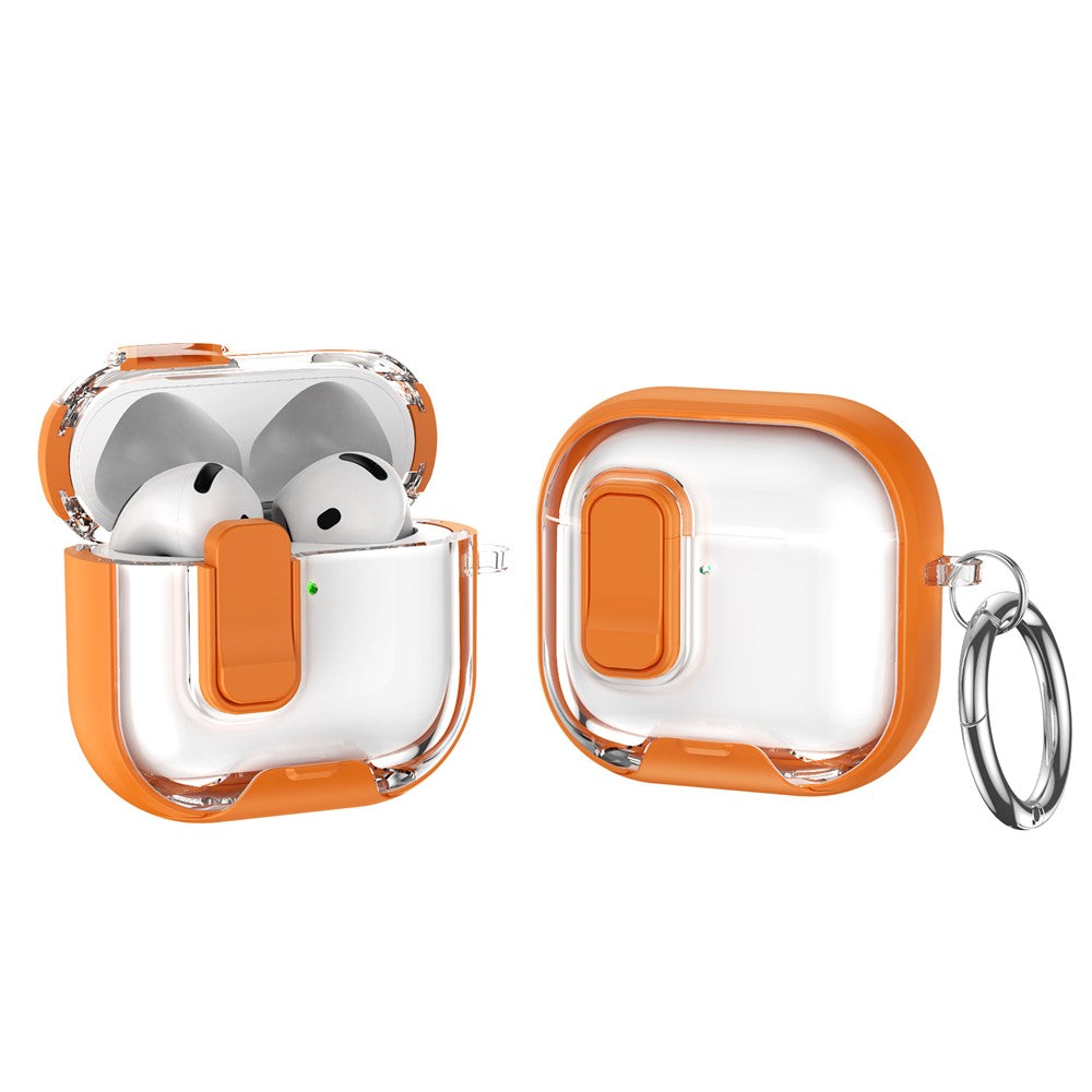 Compatible With  AirPods 5 / 4 Case TPU PC Earbuds Protective Cover with Switch  /  Stand  /  Carrying Hook - Orange