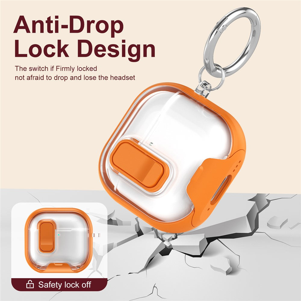 Compatible With  AirPods 5 / 4 Case TPU PC Earbuds Protective Cover with Switch  /  Stand  /  Carrying Hook - Orange
