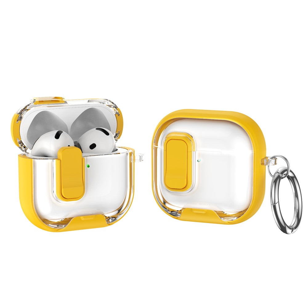 Compatible With  AirPods 5 / 4 Case TPU PC Earbuds Protective Cover with Switch  /  Stand  /  Carrying Hook - Yellow