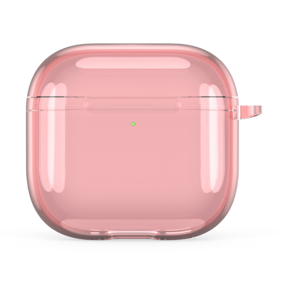 Compatible With  AirPods 5 / 4 Case TPU Anti Drop Protective Cover with Carabiner - Transparent Pink