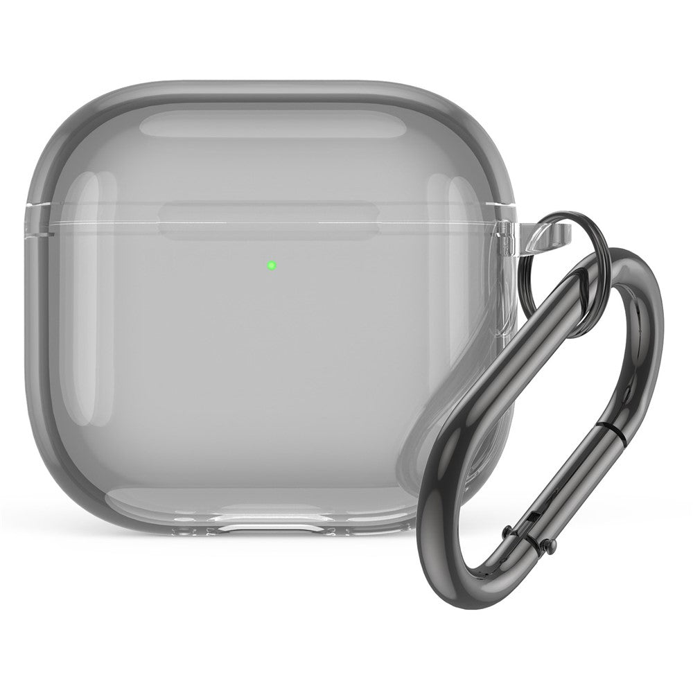 Compatible With  AirPods 5 / 4 Case TPU Anti Drop Protective Cover with Carabiner - Transparent Black
