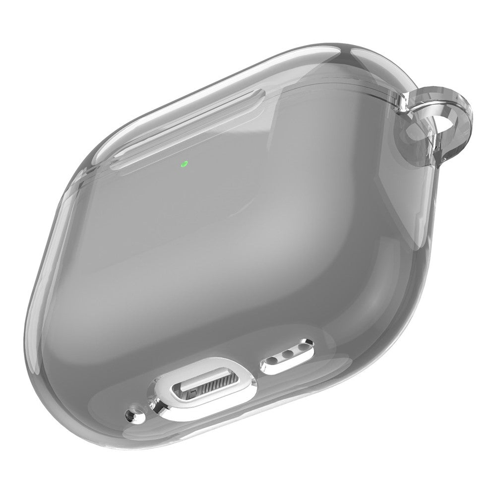 Compatible With  AirPods 5 / 4 Case TPU Anti Drop Protective Cover with Carabiner - Transparent Black