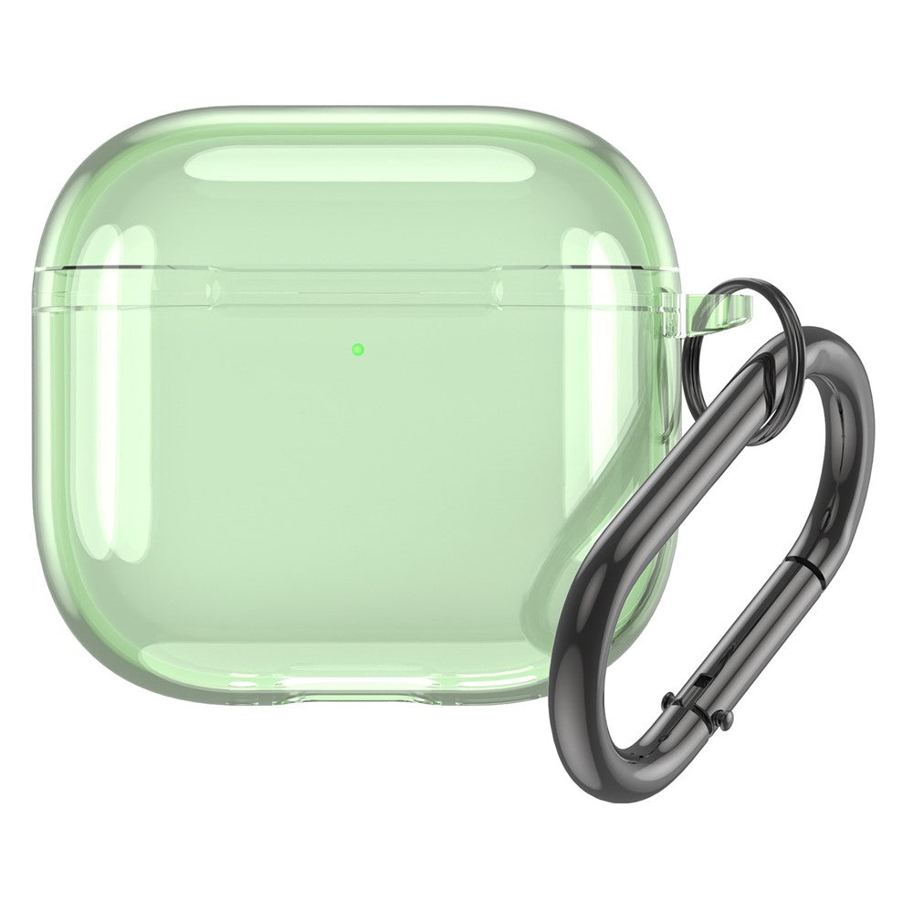Compatible With  AirPods 5 / 4 Case TPU Anti Drop Protective Cover with Carabiner - Transparent Green