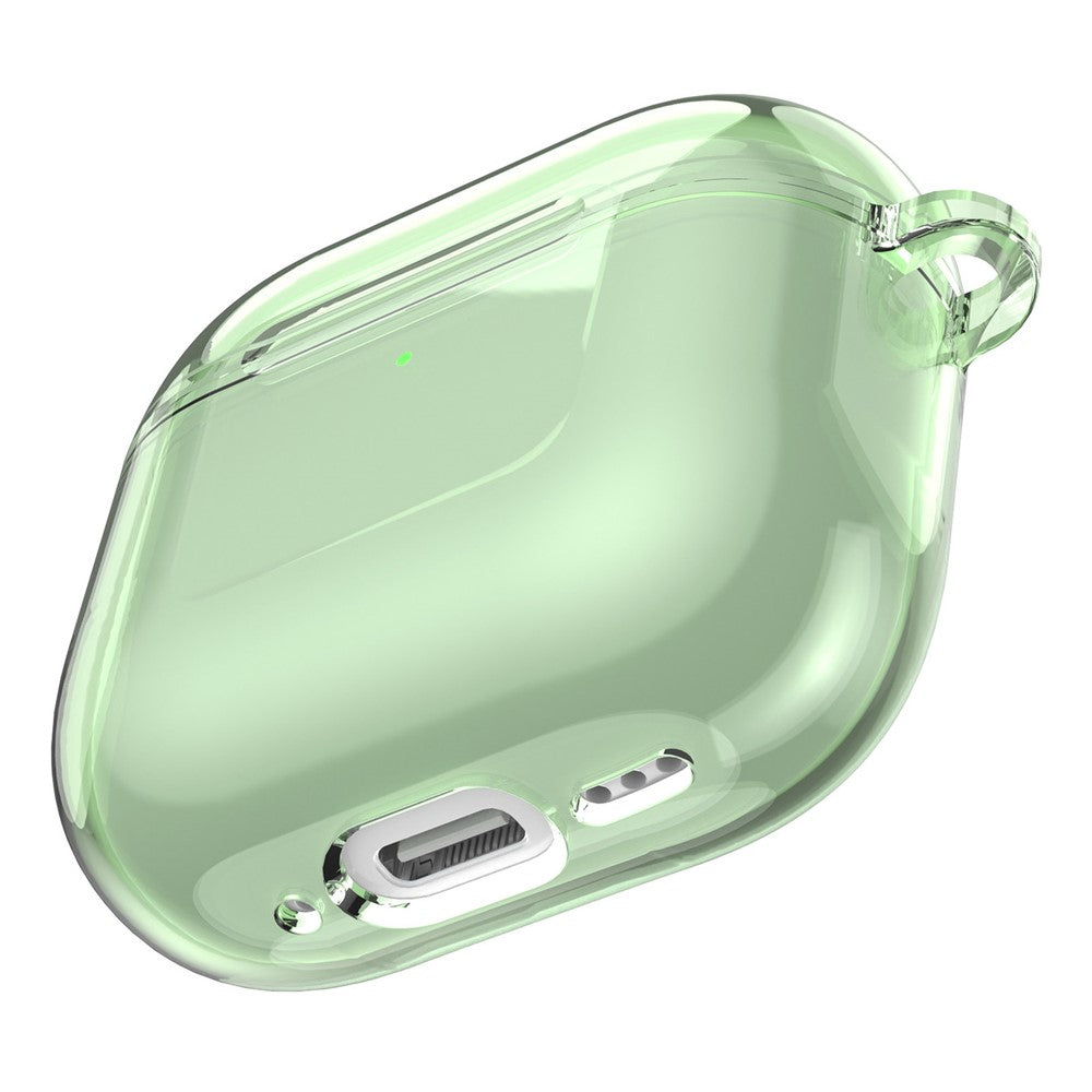 Compatible With  AirPods 5 / 4 Case TPU Anti Drop Protective Cover with Carabiner - Transparent Green