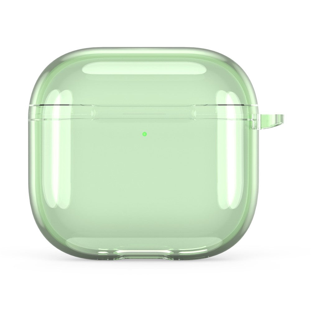 Compatible With  AirPods 5 / 4 Case TPU Anti Drop Protective Cover with Carabiner - Transparent Green