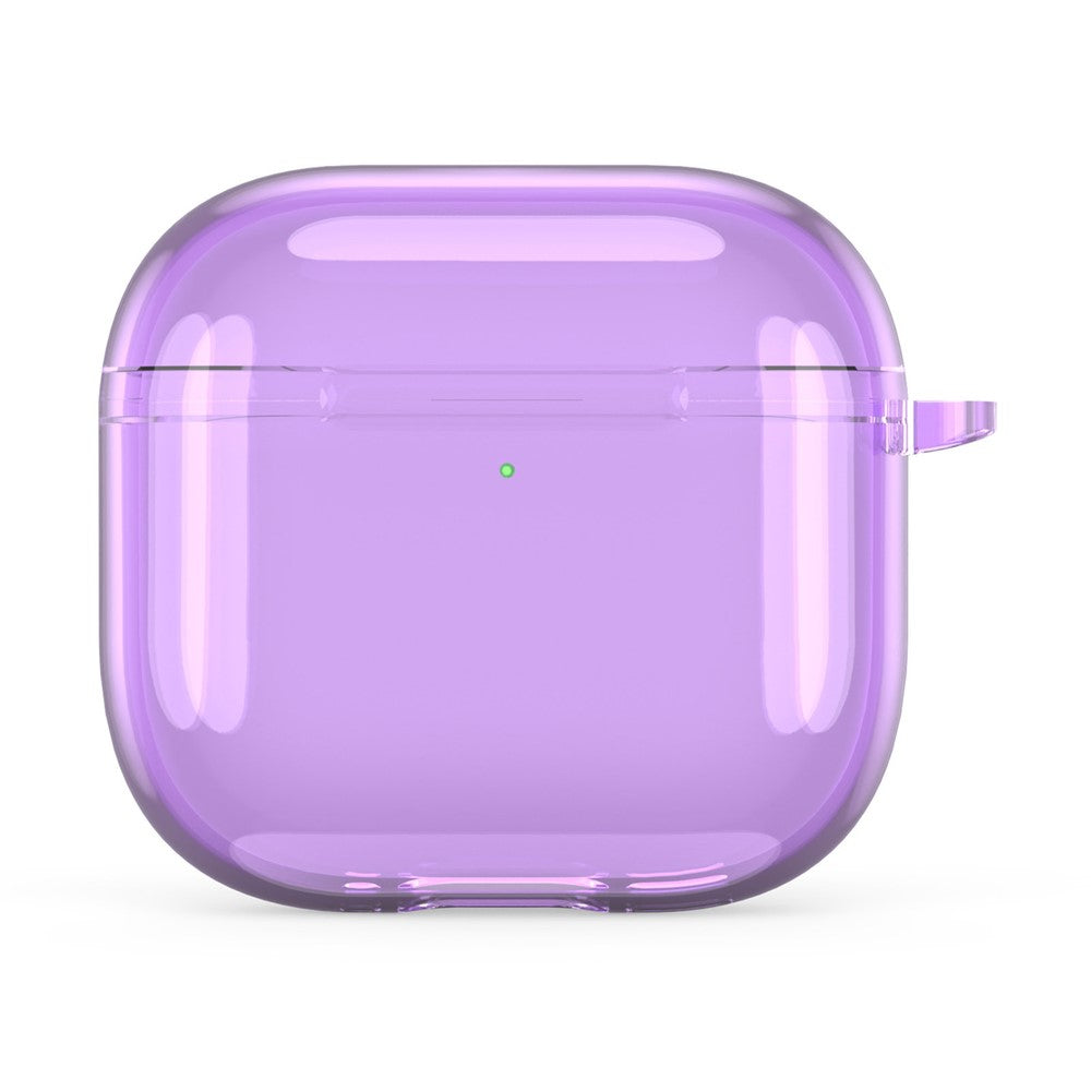 Compatible With  AirPods 5 / 4 Case TPU Anti Drop Protective Cover with Carabiner - Transparent Purple