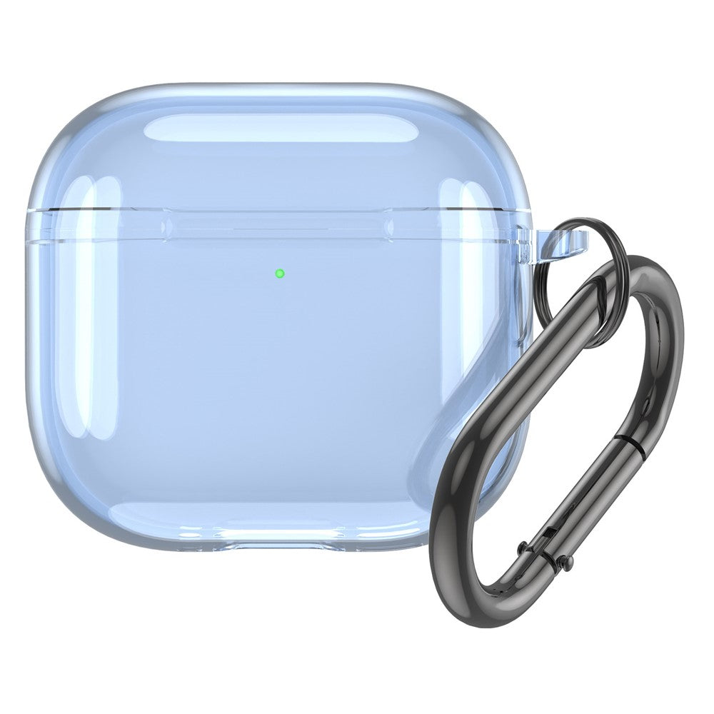 Compatible With  AirPods 5 / 4 Case TPU Anti Drop Protective Cover with Carabiner - Transparent Blue