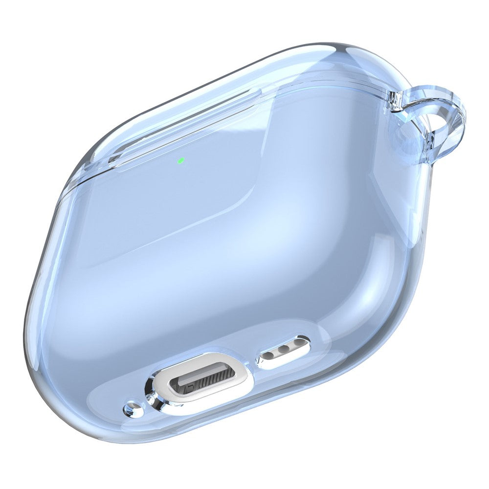 Compatible With  AirPods 5 / 4 Case TPU Anti Drop Protective Cover with Carabiner - Transparent Blue
